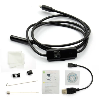 1m 7 mm 6 LED USB Endoscopio Impermeable Boroscopio de Inspección de Vídeo de la Serpiente Tubo Tubo Mini Cámara de la Videocámara en el Botón de Instantáneas