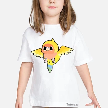 2020 de la venta caliente de la acuarela Cockatiels impresión de aves camiseta para chicas harajuku camisa linda niños ropa de verano de moda tops para niñas
