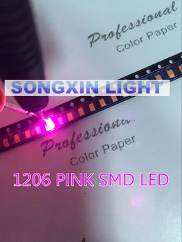 3000pcs SMD 1206 (3216) Rosa Chip LED 20mA DC 3V de SMT de la Superficie de Montaje de Diodo Emisor de Luz de la Lámpara de la Bombilla de los Componentes de la Electrónica para el PWB