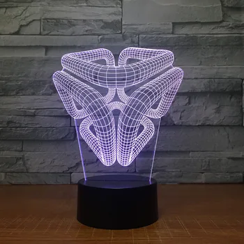 Creativo Ilusión de la Lámpara de Luz de Noche LED 3D Abstracto de Gráficos de Acrílico de colores de Degradado Ambiente de la Lámpara de la Novedad de la Iluminación de la Nave de la Gota