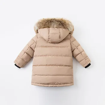 DKH15224 dave bella de invierno de niños del bebé 5Y-13Y moda sólido encapuchada abajo cubre a los niños el 90% pato blanco abajo acolchada chaqueta de niños