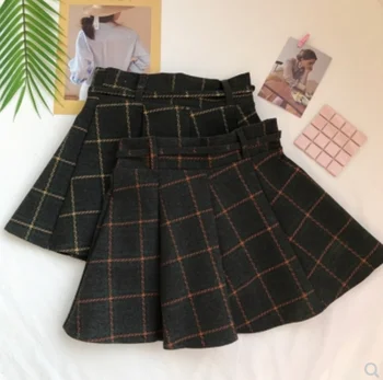 Dulce japonés en Otoño de Cuadros plisada falda de Lana suave de la chica lindo kawaii estilo preppy temperamento mini JK universidad uniforme de falda