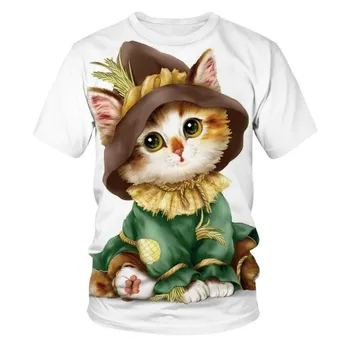 El verano de Niñas y Niños, camisetas 3D Gato Imprimir camisetas Camisetas de los Niños Ropa de Bebé del Hogar Divertida del Gato T-camisas