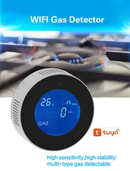 Fuga de Gas Natural Alarma del Detector, Tuya WiFi Inteligente para el Hogar de Metano/gas Propano Alerta con Detectores de Voz el Sonido de la fuente de alimentación usb