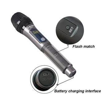 G-MARK X220U Inalámbrico UHF de Grabación del Micrófono de Karaoke de Mano Con batería Recargable de Litio de la Batería del Receptor