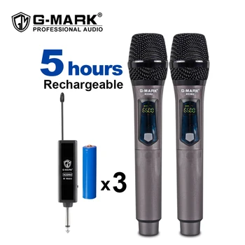 G-MARK X220U Inalámbrico UHF de Grabación del Micrófono de Karaoke de Mano Con batería Recargable de Litio de la Batería del Receptor