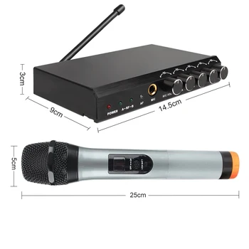 Inalámbrica bluetooth Sistema de Micrófono VHF Dual Canales de Mano Micorphone Sistemas de Mini Portátil de Canto Mezclador de Karaoke