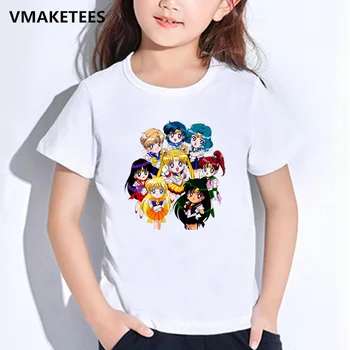 Los niños de Verano de Manga Corta de Niños y Niñas camisetas de Sailor Moon Lolita de Impresión de dibujos animados para Niños T-shirt Ropa Divertida para bebés