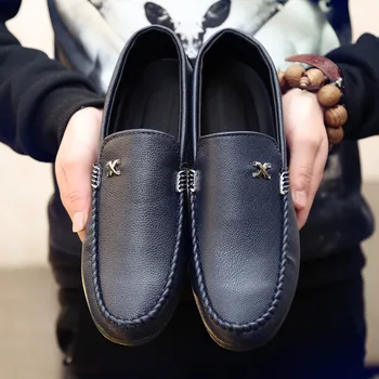 Mazefeng 2019 Hombres Zapatos de Cuero Cómodo para Hombres Casual Zapatos Calzado Pisos Hombres mocasines Deslizarse sobre Perezoso Zapatos Conductor Transpirable