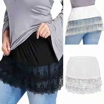 Mini Falda de la Camisa de los Extensores de Encaje Hueco de la Costura de la Falda Corta de los Extensores de las Mujeres usan una Falda con Encaje de Fondo