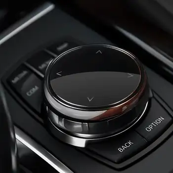 Multimedia del coche del Botón de la Perilla de la Cubierta de la Multi-medios de la Perilla de la Cubierta del Controlador del ABS de Cristal de la etiqueta Engomada de ajuste Para el BMW EVO Pequeña Perilla