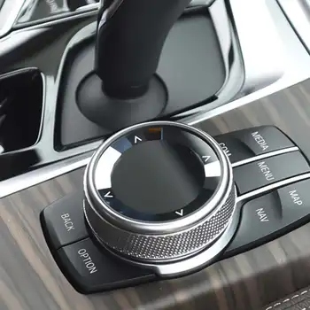 Multimedia del coche del Botón de la Perilla de la Cubierta de la Multi-medios de la Perilla de la Cubierta del Controlador del ABS de Cristal de la etiqueta Engomada de ajuste Para el BMW EVO Pequeña Perilla