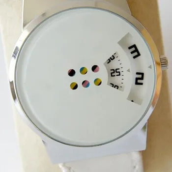 Nuevo Diseño de las Mujeres Relojes de Cuero de la PU Reloj de Pulsera Especial Diseño de la Superficie de Reloj XRQ88