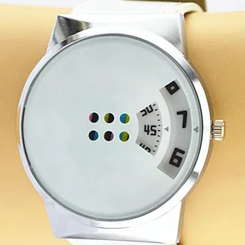 Nuevo Diseño de las Mujeres Relojes de Cuero de la PU Reloj de Pulsera Especial Diseño de la Superficie de Reloj XRQ88