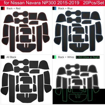 Para Nissan NP300 Navara D23 2016 2017 2018 2019 Goma antideslizante Estera de Puerta de la Ranura de la Copa de Teléfono de la Almohadilla de la Puerta de la Ranura de Accesorios de Coches