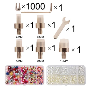 Pulsa la mano de la Perla de Configuración de la Máquina Kit de Herramientas de Perlas de Remache de Fijación de la Máquina para DIY Artesanía Suministros de Imitación, Redondo de la Perla Accesorios