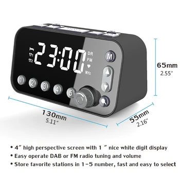 Retro de la Cabecera Digital LED de Alarma del Reloj de la Pantalla Grande DAB/FM Radio Dual Reloj despertador