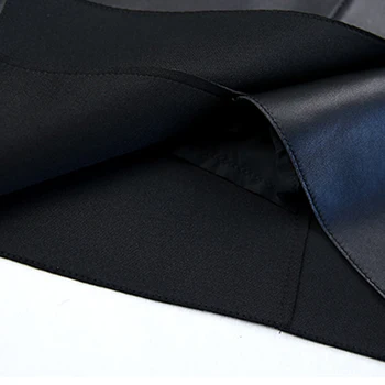 RYS8343 Mujeres Harajuku Fashion Show de Alta Cintura Asimétrica Oblicua de la Horquilla Negro de la Falda de la Mujer de Cuero Genuino Ropa de Envolver Gonne