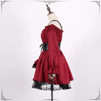 Vintage de manga Larga Gothic Lolita vestido de los hombros Fuera de Renacimiento Vestido de Encaje de la cruz clásico vestido steampunk victoriana vestido
