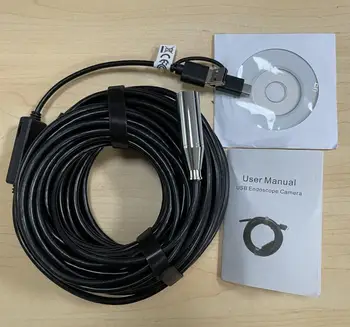 10M/15M Enfoque Automático Endoscopio Cámara de 5MP HD Impermeable USB Boroscopio 14.5 mm Tubería de Coche Cámara de Inspección para Smartphone Android para PC