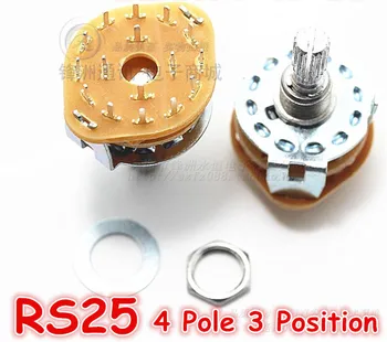10pcs/Lot RS25 4P3T Banda de los Conmutadores de Canal de Rotary Switch de 4 Polos 3 Posición 4*3 engranaje