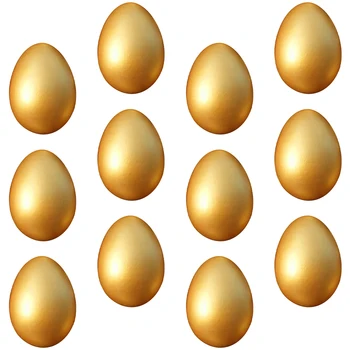 12Pcs BRICOLAJE Huevo de Pascua de Madera Natural de los Huevos de Pascua Decorativos de los Favores del Partido de la Simulación de Huevo DE juegos para Niños Casa Pintada de Modelo de Juguete