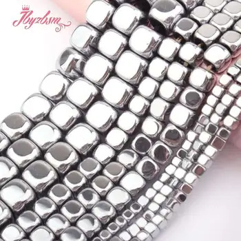 2,3,4,6 mm Liso Cubo de Plata Perlas de Hematita de Piedra Natural Espaciador Perlas para DIY Collar Pulseras Aretes de Joyería de 15