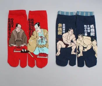 2 pares de retro mujeres hombres dos dedos Calcetines de algodón vintage de japón flip flop calcetín del tobillo calcetines