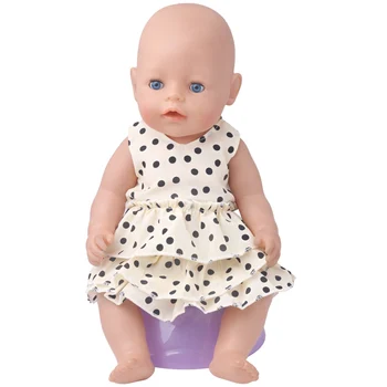 43 cm muñecas del bebé ropa de recién nacido de Moda negro vestido de lunares de la torta de ajuste Estadounidense de 18 pulgadas Niñas muñeca f896