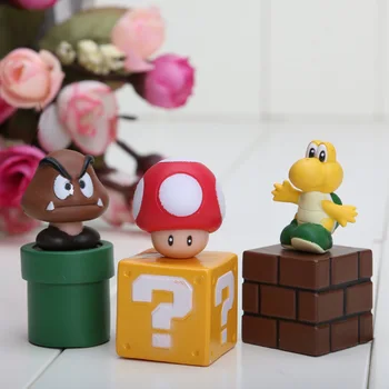 5pcs/set de 5 cm de Nueva Bros figuras paquete de Bloques de las figuras Goomba Luigi Koopa Troopa y Setas juguetes de pvc
