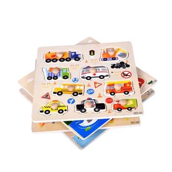 9pcs de Madera de Animal Puzzle Jigsaw de Aprendizaje Temprano del Bebé de los Niños el Desarrollo de Juguetes Rompecabezas Montessori, Juguetes Educativos para Niños #2