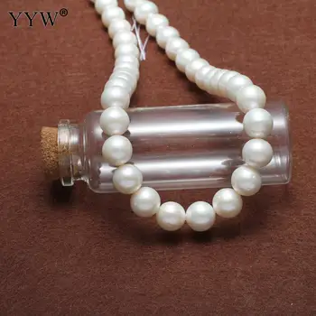 AAA Cultivadas de agua Dulce Redondo de la Perla Perlas de 9-10mm Blanco Natural de las Perlas de Bricolaje Para la Fabricación de la Joyería Collar de las Pulseras de Regalo 15.5'Stands