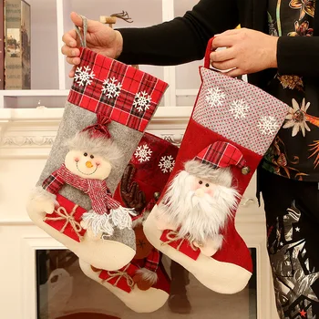 Adornos de navidad de Medias Natale Santa Claus Regalos Presente Calcetines Bolsa para los Niños de Año Nuevo Calcetines Colgar los Adornos para el Árbol