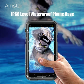Amstar IP68 Impermeable de la caja del Teléfono De 360 Completa de la Cubierta Protectora para el iPhone 11 Pro Max X XR XS Max de Silicona a prueba de Golpes Casos