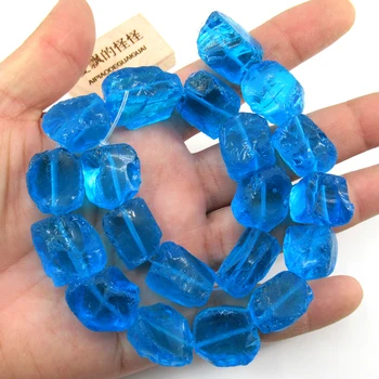 APDGG Profundo Azul de Cristal Natural de Cuarzo Aproximada de Pepita Suelta Perlas de 15.5