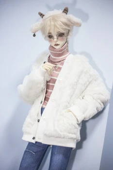 BJD Muñeca Super lindo blanco de Lana con capucha chaqueta de la capa de 1/4 y 1/3& Tío tamaño
