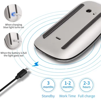 Bluetooth Inalámbrico Magic Mouse 2 Silenciosa Recargable Láser Ratón de la Computadora Delgada Ergonómico de la PC de la Oficina Mause Para Apple Mac de Microsoft