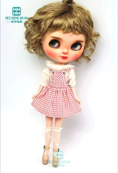 Cabe Blyth Azone 1/6 de la muñeca de accesorios de moda de tres piezas, camisa blanca, roja a cuadros de la correa de la falda, medias de encaje