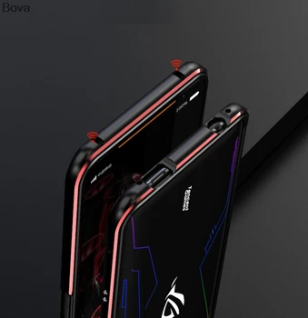 Caso De ROG Phone2 de Lujo de Lujo Ultra Delgado de aluminio de Parachoques para Asus ROG Teléfono 2 ZS660KL + 2 Película (1 Frontal +1 Trasero)