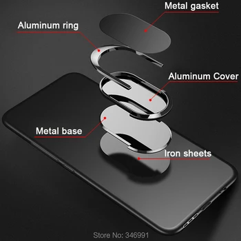 Cubierta para Xiaomi Mi 5S Plus Caso de Lujo de 5,7 Pulgadas Negro Suave de Silicona soporte para Coche Magnético Anillo Mi5 Mi5S Teléfono Fundas