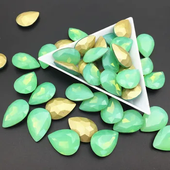 De alta Calidad 13x18mm de Cristal K9 Lágrima de Lujo de Piedra Verde Ópalo Apuntó Gota de la Joyería de Perlas