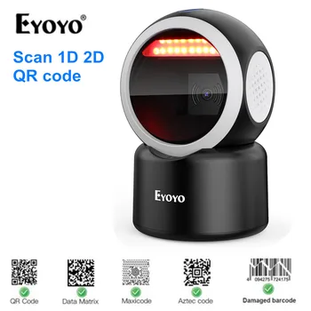 Eyoyo EY-7100 1D/2D de Escritorio Escáner de código de Barras Omnidireccional Cable USB Lector de código de Barras de la Plataforma del Escáner Automático de Detección de Escaneo