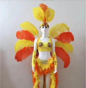 Festival de trajes de Carnaval Cantante Espectáculo de danza de la Pluma de las alas de disfraz de Samba de Apertura
