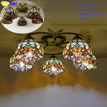 FUMAT Estilo de Tiffany Lámpara de Techo Multi Libélula Manchadas de Araña de Cristal de la Luz Nórdico Clásico Colgante de Accesorio de Iluminación Rústica