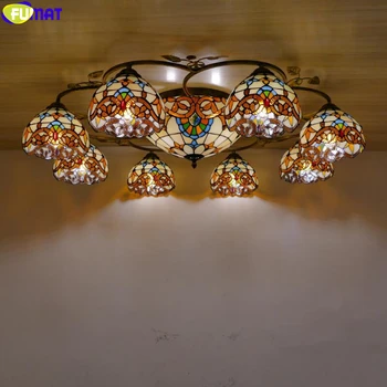 FUMAT Estilo de Tiffany Lámpara de Techo Multi Libélula Manchadas de Araña de Cristal de la Luz Nórdico Clásico Colgante de Accesorio de Iluminación Rústica