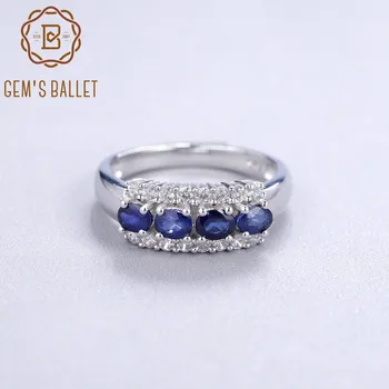 JOYA DEL BALLET 0.92 Ct Natural de color Azul Zafiro Anillo de la Plata Esterlina 925 anillos de Boda Anillos Para las Mujeres el Día de san Valentín de Joyería Fina