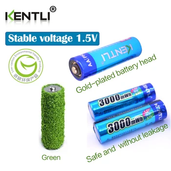 KENTLI 4pcs autodescarga baja de 1,5 v 3000mWh AA recargable de polímero de litio del polímero li-ion de la batería de litio +1 USB Cargador inteligente