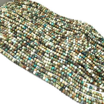 La Piedra Natural Facetas Dispersos de bolas encanto Turquesa pequeñas Perlas para la Joyería DIY del Collar de la Pulsera de los Accesorios de tamaño 3x4mm