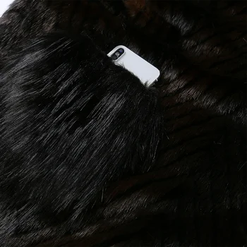 Nerazzurri Extragrande invierno esponjoso cálido abrigo de piel de imitación de las mujeres con piel de zorro bolsillos con botones de diseño falsos visón chaqueta de piel mujer