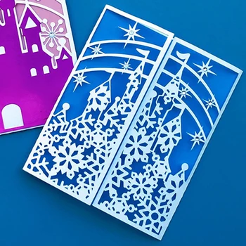 Nuevo Diseño Artesanal de Corte de Metal Die Die Cortes castillo de nieve de Navidad Decoración de Álbum de recuerdos de la Tarjeta de Papel Craft Relieve corta con tintas